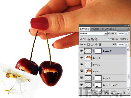 photoshop合成长着獠牙的樱桃 优图宝 photoshop图片合成教程