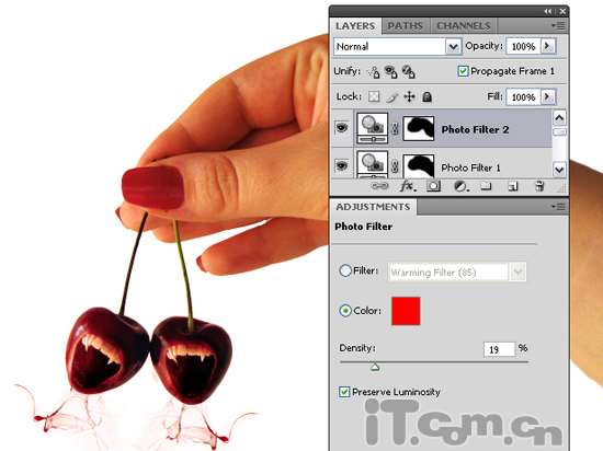 photoshop合成长着獠牙的樱桃 优图宝 photoshop图片合成教程