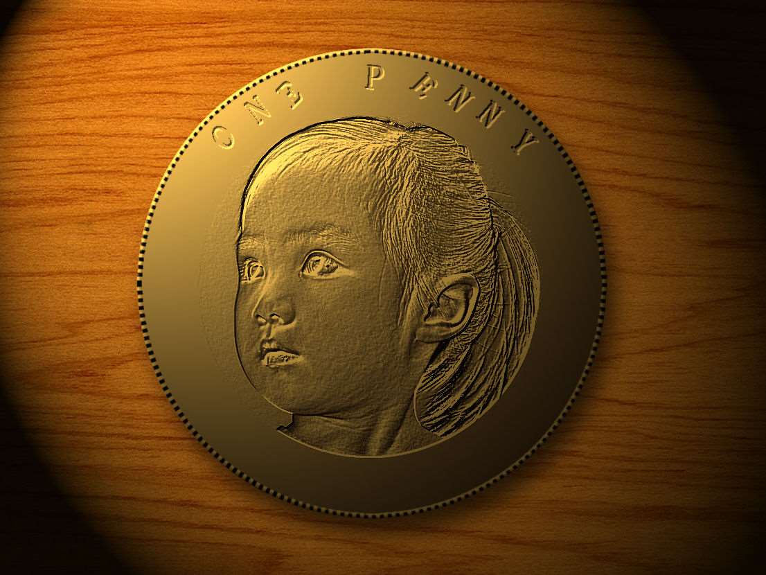 ps合成儿童头像金币 优图宝 ps图片合成教程