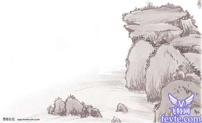 PS利用简单的素材合成古典水墨画 优图宝 PS图片合成教程