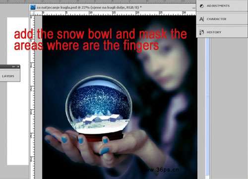 PS图片合成教程:手里的飘雪水晶球 优图宝 PS图片合成教程