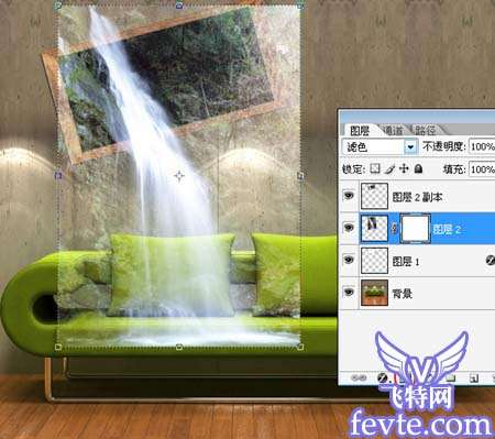 PS图片合成壁画里流出的瀑布 优图宝 PS图片合成教程