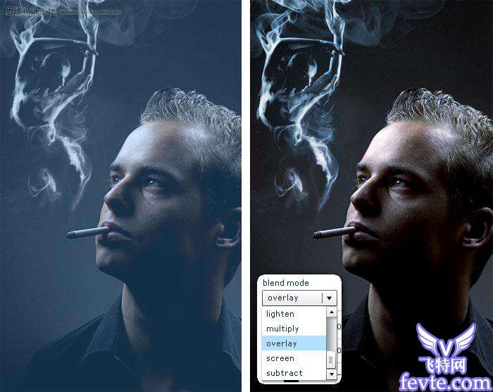 Photoshop创意合成舞动的烟雾 优图宝 photoshop图片合成教程