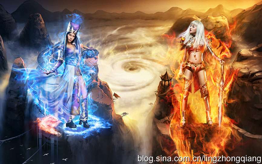 PS合成超酷魔法火焰少女 优图宝 PS图片合成教程