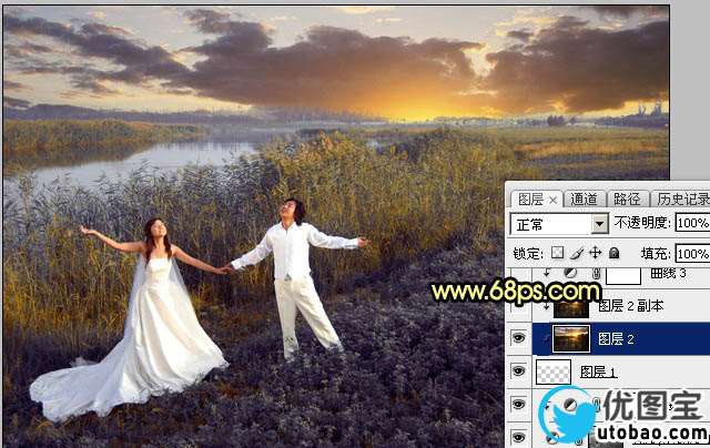 紫黄色，调出浓艳的紫黄色调照片效果_www.utobao.com