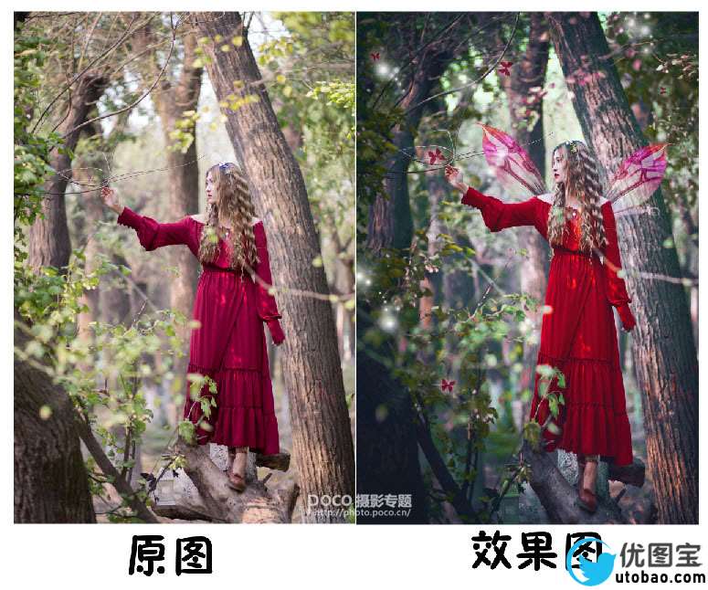 人像后期，利用LR和PS制作童话仙女场景_www.utobao.com