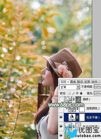 Photoshop给侧拍美女加上唯美的淡调青红色