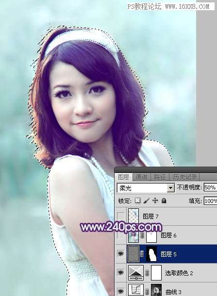 紫色调，调出甜美紫青色人像效果教程_www.utobao.com