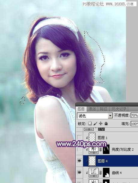 紫色调，调出甜美紫青色人像效果教程_www.utobao.com