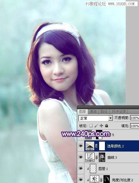 紫色调，调出甜美紫青色人像效果教程_www.utobao.com