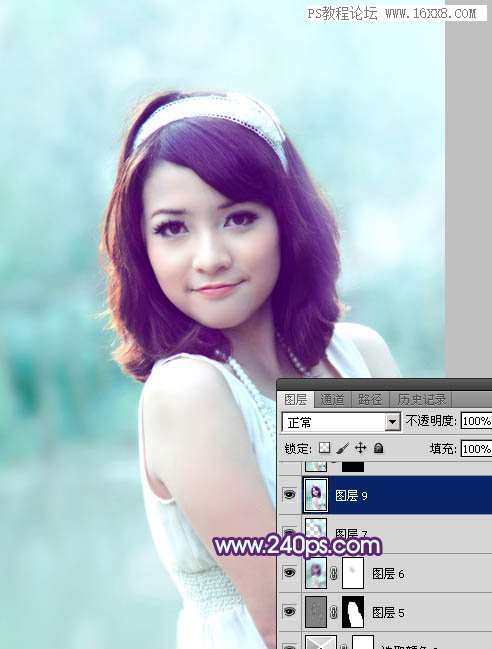 紫色调，调出甜美紫青色人像效果教程_www.utobao.com