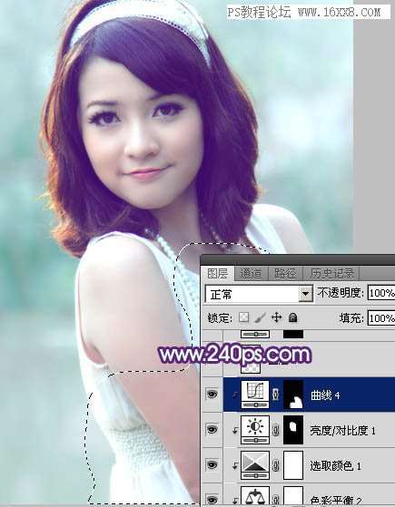 紫色调，调出甜美紫青色人像效果教程_www.utobao.com