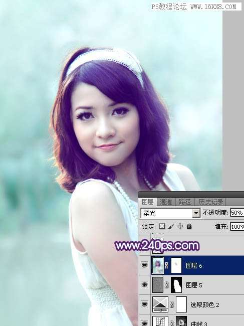 紫色调，调出甜美紫青色人像效果教程_www.utobao.com