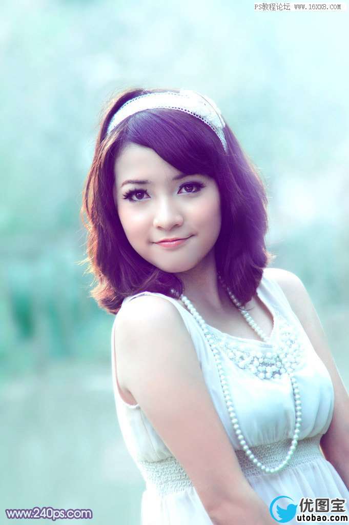 紫色调，调出甜美紫青色人像效果教程_www.utobao.com