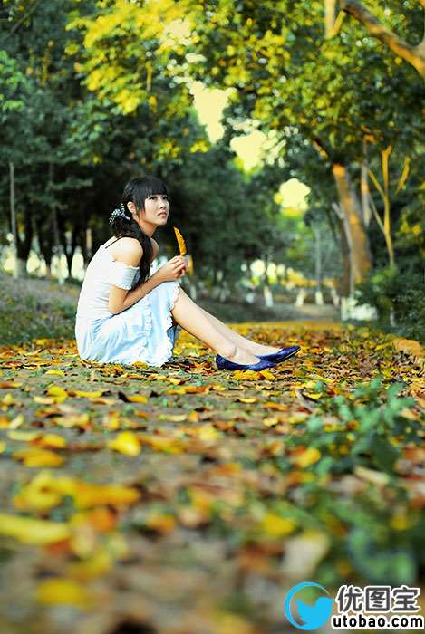 黄绿色，调出浓郁的秋天落叶气氛照片_www.utobao.com