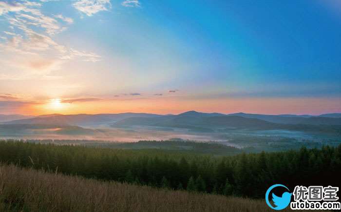 曝光不足，调因为曝光不足拍灰的日出风景照_www.utobao.com