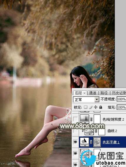 Photoshop打造甜美的酒红色外景美女图片