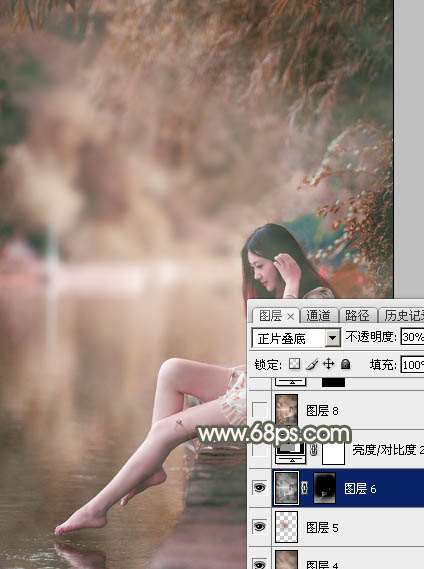 Photoshop打造甜美的酒红色外景美女图片