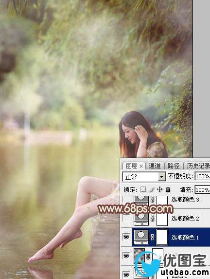 Photoshop给江边的美女加上漂亮的淡调红褐色