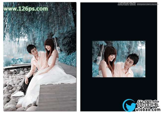 蓝色调，漂亮唯美蓝色婚纱照片实例_www.utobao.com