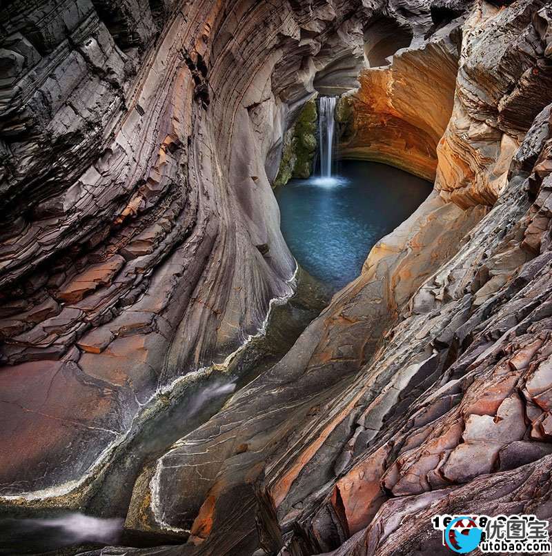 PS调节出大师级的风光摄影照片 PS照片处理教程Hamersley Gorge waterfall.