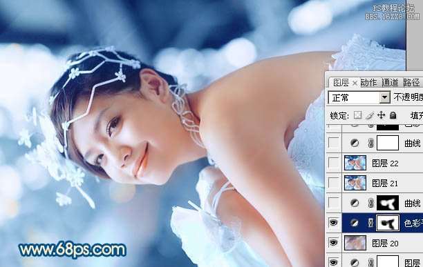 [转载]Photoshop调出偏暗外景婚片甜美的蓝红色