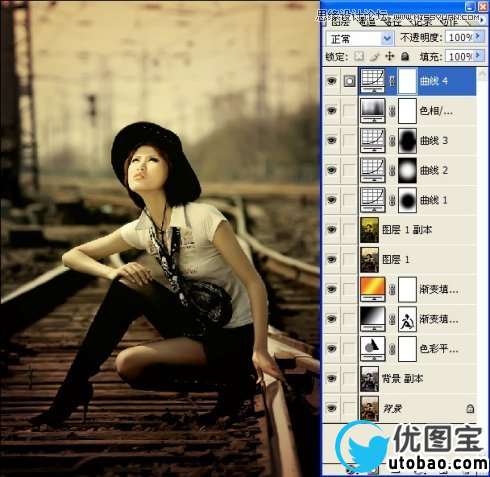 Photoshop调出美女冷冷的复古黄色调,PS教程,16xx8.com教程网