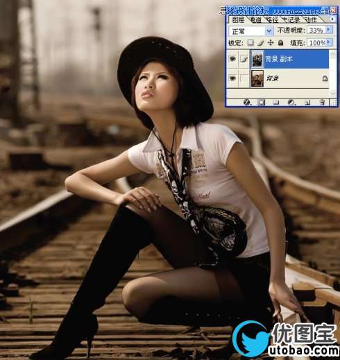 Photoshop调出美女冷冷的复古黄色调,PS教程,16xx8.com教程网