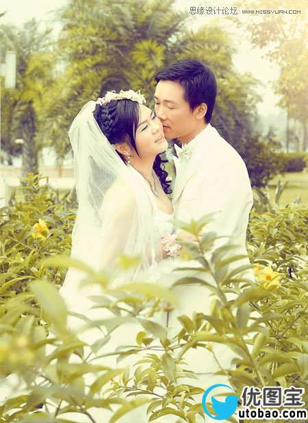 Photoshop调出外景婚片柔美黄色调,PS教程,16xx8.com教程网