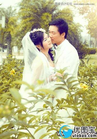 Photoshop调出外景婚片柔美黄色调,PS教程,16xx8.com教程网