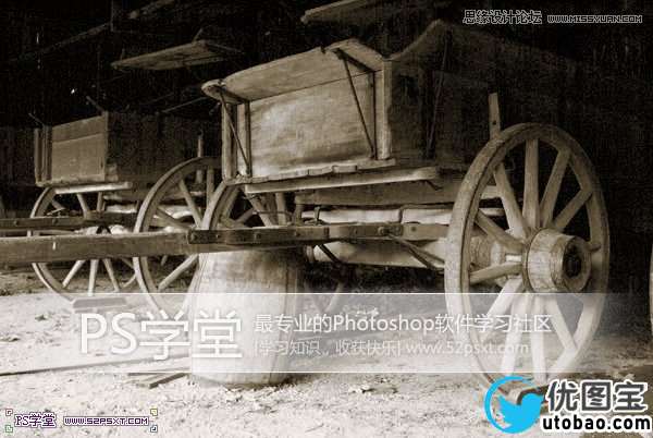 Photoshop简单调出质感的黑白色板车,PS教程,