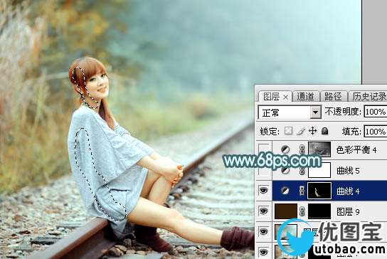 淡蓝色，ps调出淡蓝色的外景人像教程