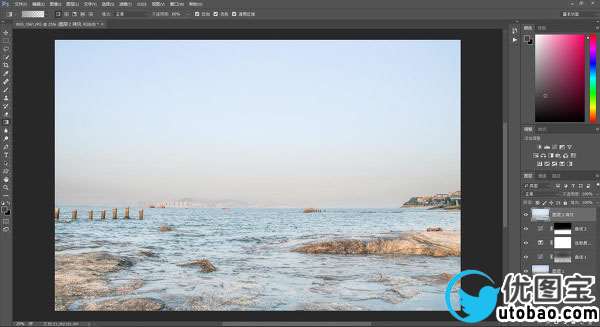 海景调色，海景照片后期调色实例_www.utobao.com