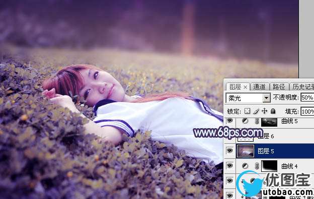 紫色调，ps调出暗调的紫色人像照片实例