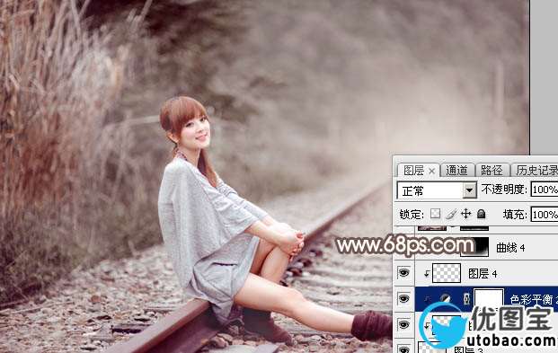 中性色，调出单色调的褐色人像照片_www.utobao.com