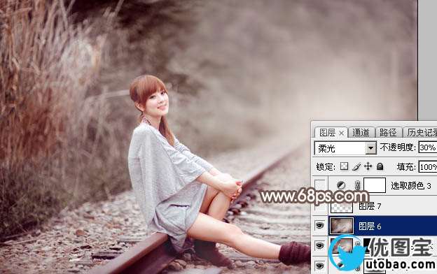 中性色，调出单色调的褐色人像照片_www.utobao.com
