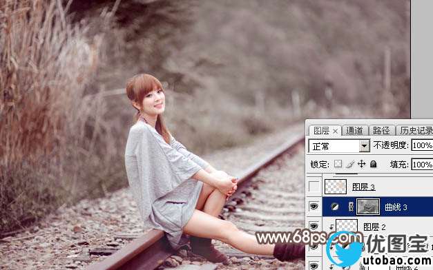 中性色，调出单色调的褐色人像照片_www.utobao.com