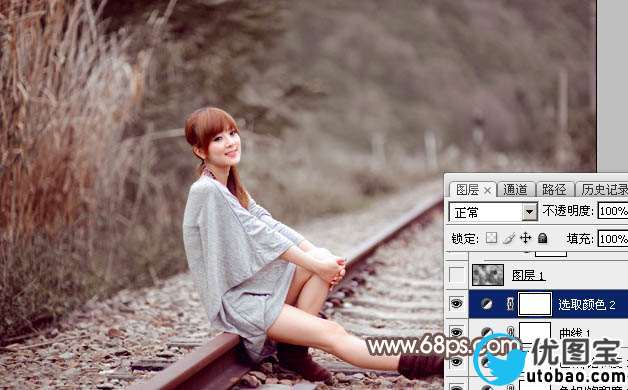 中性色，调出单色调的褐色人像照片_www.utobao.com