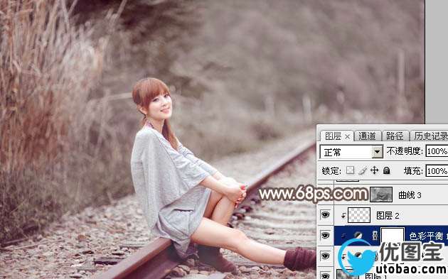 中性色，调出单色调的褐色人像照片_www.utobao.com