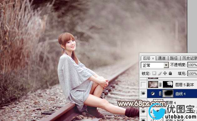 中性色，调出单色调的褐色人像照片_www.utobao.com