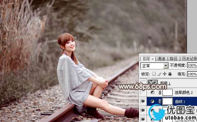 中性色，调出单色调的褐色人像照片_www.utobao.com