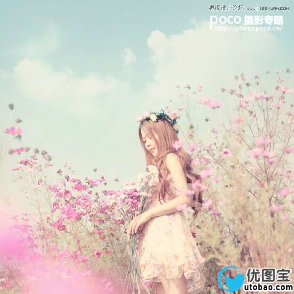 Photoshop调出外景花丛MM清新甜美效果,PS教程,16xx8.com教程网