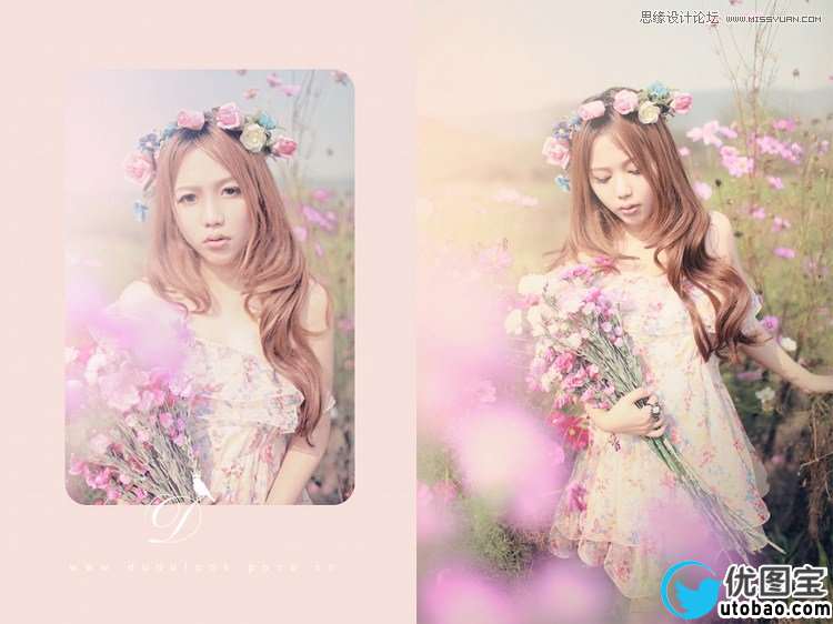 Photoshop调出外景花丛MM清新甜美效果,PS教程,16xx8.com教程网