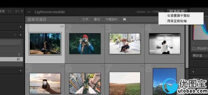 LR技巧，在LR集合照中生成网址分享_www.utobao.com