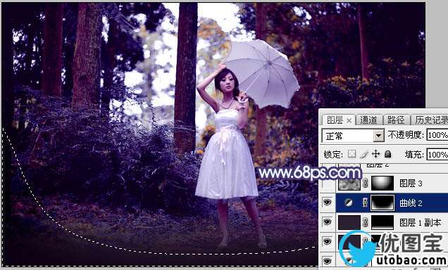 紫色调，给照片调出紫色色调和制作透射光线_www.utobao.com