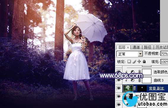 紫色调，给照片调出紫色色调和制作透射光线_www.utobao.com