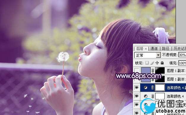 紫色调，调出蓝紫色人像照片实例_www.utobao.com