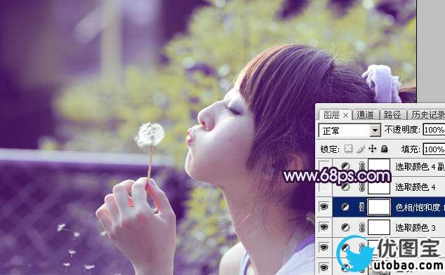 紫色调，调出蓝紫色人像照片实例_www.utobao.com