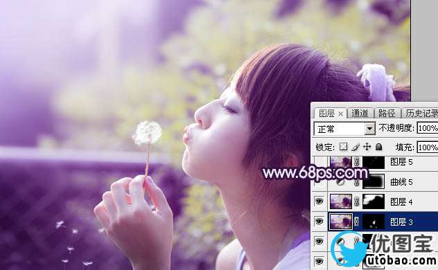 紫色调，调出蓝紫色人像照片实例_www.utobao.com