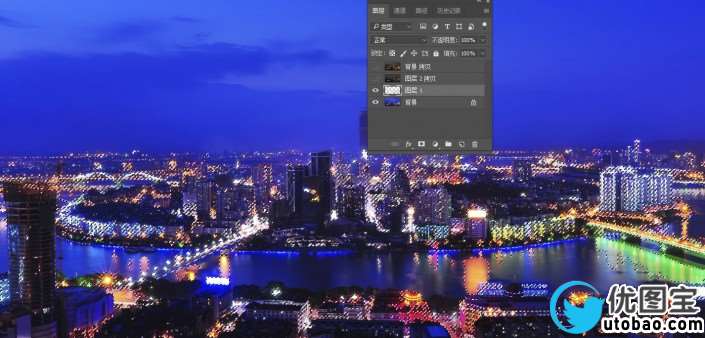夜景调色，快速调出城市夜景的暗金色调_www.utobao.com